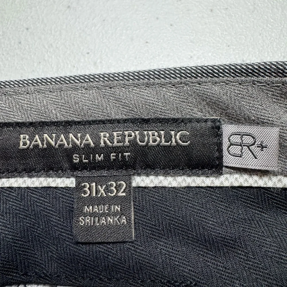 Banana Republic Pants Men 31 Gray Slim Fit Chino Stretch Cotton Flat Front 32x32